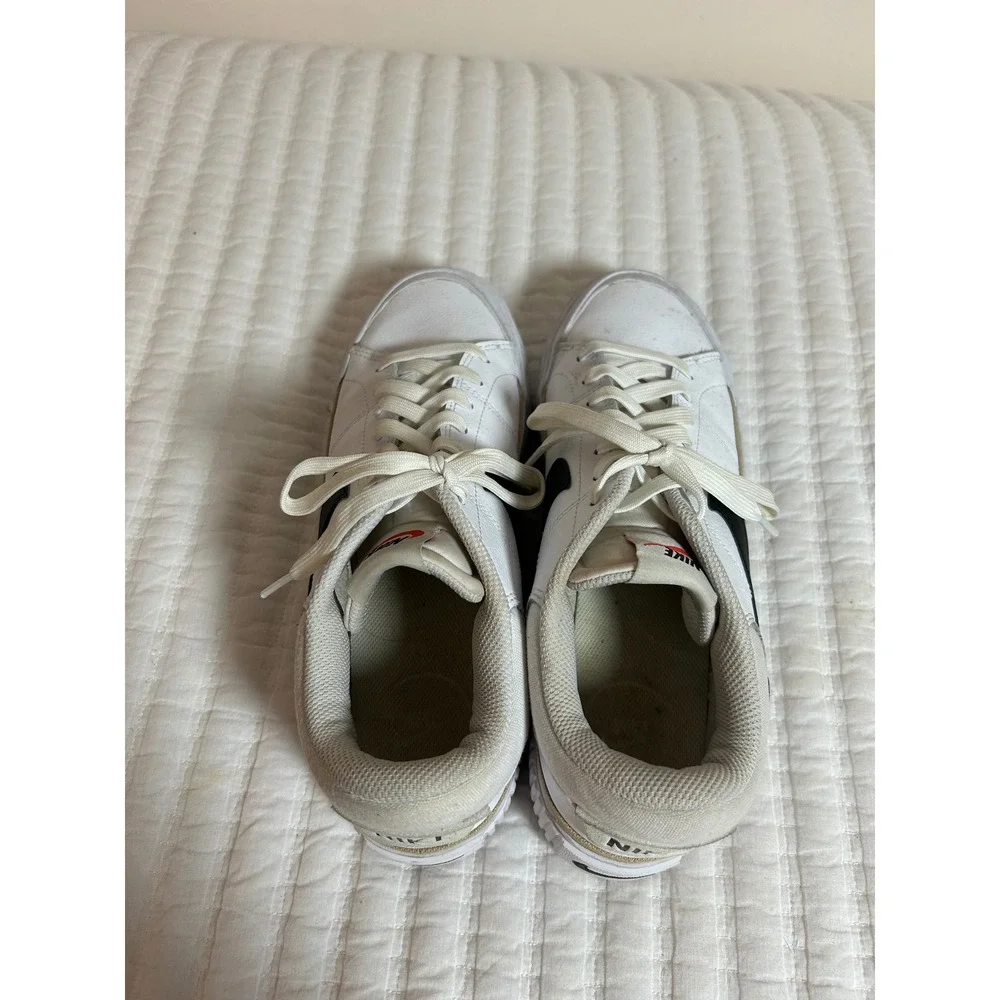 Nike Court Legacy Lift White Black Gold‎ Leather Sneakers Women US 9.5